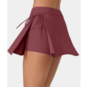 Halara Everyday Cloudful Air 2in1 Lace Up Ballet Skirt Sz Small Burgundy Pocket